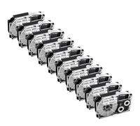 IJOSADON 10pcs XR12WE Cinta de Etiqueta Compatible de 12 mm XR-12WE XR 12WE Negro en Cinta Blanca Funciona con una Impresora de Etiqueta KL-60 KL-100(Black on White)