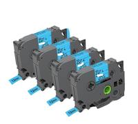 IJOSADON 4/5/7pk 12 mm TZE Satin Ribbon Compatible con TZ RE34 TZ RN34 TZ R234 TZ RW34 TZ R231 TZ R531 TZ RE31 Impresoras(Black on Sky Blue 4PK)