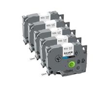 IJOSADON 5/10pk TZE231 Cinta de Etiqueta Compatible 12 mm Funciona con TZE White Label Tapes TZE 231 TZE131 TZE631 TZE334 TZE335 Setta PTH110 Etiqueta Maker(5PK Black on Silver)