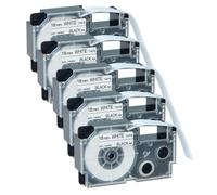 IJOSADON 5PK Etiquetas estándar de 18 mm x 8m Compatible con Modelos de Impresora de Etiqueta KL-C500 KL-100 KL-120 KL-750 KL-7000 Negro en Blanco para Dispositivos Tipo AR-18WE