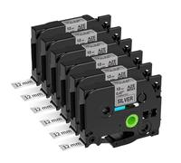 IJOSADON 6PK TZe 231 Blanco 12 mm Compatible con la rotuladora Ruban TZ 231 221 211 Compatible con Étiquette Imprimante PT H100(Black on Sliver 6pk)