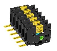 IJOSADON 6PK TZe 231 Blanco 12 mm Compatible con la rotuladora Ruban TZ 231 221 211 Compatible con Étiquette Imprimante PT H100(Black on Yellow 6pk)