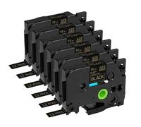 IJOSADON 6PK TZe 231 Blanco 12 mm Compatible con la rotuladora Ruban TZ 231 221 211 Compatible con Étiquette Imprimante PT H100(Gold on Black 6pk)