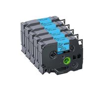 IJOSADON Cetas de Etiqueta de Cinta de satén de 12 mm Compatible con Modelos de Fabricantes de Etiquetas RN34 RW34 R234 R231 RE31 3/5PK(5PK BK on Sky Blue)