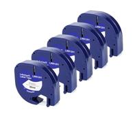 IJOSADON Cinta de Etiqueta Compatible 12 mm para LT100H 100T Incluye 5 10 20 Pack 91201 12267 91221 91331 91202 91200(5PK Black on White)