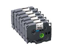 IJOSADON Cinta de Etiqueta Compatible con 6 Piezas para 12 mm Negro en Blanco TZE 231 TZE 131 TZE 334 TZE 631 para la Impresora de Etiqueta PTH110(6PK White on Black)