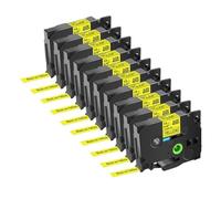 IJOSADON Cinta De Etiquetas De 12 Mm Compatible con Tz 231 TZE 231 Negro sobre Blanco Laminado 5PK 10PK(Black on Yellow-10PK)