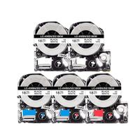 IJOSADON Cinta de Etiquetas de 18mm, 5 uds., Compatible con Pro SR600 SR606 LW400 SS18KW LK-4WBN(Black on White)