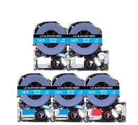 IJOSADON Cinta de Etiquetas de 18mm, 5 uds., Compatible con Pro SR600 SR606 LW400 SS18KW LK-4WBN(White on Blue)
