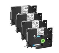 IJOSADON Cinta de Etiquetas Negra sobre Transparente, Compatible con el estándar TZ TZe 131 para Fabricante de Etiquetas PT D210 PT H110(4PK Black on Clear)