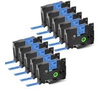 IJOSADON Cinta laminada TZ 231 241 251 211 Tz 631 651 Negro sobre Blanco Compatible con rotuladora(10PK Black on Blue)