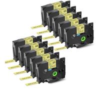 IJOSADON Cinta laminada TZ 231 241 251 211 Tz 631 651 Negro sobre Blanco Compatible con rotuladora(10PK Black on Gold)