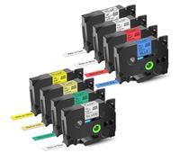 IJOSADON Cinta laminada TZ 231 241 251 211 Tz 631 651 Negro sobre Blanco Compatible con rotuladora(8PK Multicolor)