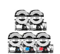IJOSADON Cinta para etiquetadora de 24 mm, Paquete de 3 a 5, Compatible con LabelWorks LW700 SS24KW ST24KW SC24RW SC24YW SC24BW SC24GW(5PK Black on White)