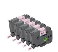 IJOSADON Cintas de Cinta Satinada de 12mm, 5 Unidades, para Casete de Etiquetas Azul Marino TZe-RN34, Compatible con etiquetadora embellecedora PT-D215e(Black on Pink)