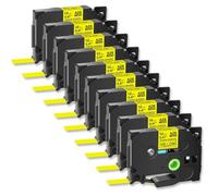 IJOSADON Paquete de 10 Cintas de Etiquetas laminadas para TZe S231 631 6 9 12 18 24 mm Negro sobre Blanco Compatible con Prquinze(10PK Black on Yellow)