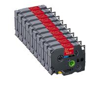 IJOSADON RW34 Satin Ribbon Cintas Paquete de 5 o 10 12 mm Compatible con Fabricantes de Etiquetas PTH110 RE34 RN34 R234 R231(10PK Gold on Red)