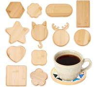 IJSDNVJNDX 12 Bases de Mosaico de Bambú de Formas Variadas para Kit de Posavasos de Mosaico DIY, Base de Madera en para Posavasos de Vasos