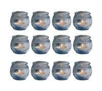 IJSDNVJNDX 12 Portavelas Azules para Velas Votivas para Decoraciones de Despedida de Soltera, Portavelas Azules para Centros de Mesa de Boda
