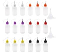 IJSDNVJNDX 18 Frascos Aplicadores de 30 Ml/1 Oz con Puntas de Colores para Pegamento, con 2 Mini Embudos para Manualidades de Quilling/Acrílico