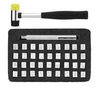 IJSDNVJNDX 38 Piezas Herramientas de Estampado de, Kit de Estampado de del Alfabeto con Martillo de Goma, para Trabajar (6mm)