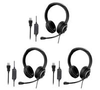 IJSDNVJNDX 3X Auriculares USB con Cable para Centro de Llamadas, Auriculares con Micrófono, Auriculares Supraaurales con Cancelación de Ruido para Juegos, para Ordenador, PC y Portátil