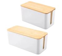 IJSDNVJNDX Caja de Almacenamiento de Cables de Madera A Prueba de Polvo, Organizador de Enchufes y Cargadores, Estuche para Cables, Enrollador de Cables para el Hogar
