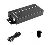 IJSDNVJNDX Concentrador USB Industrial de 7 Canales con Puertos USB 2.0, Adaptador de Expansión para 11/10/8 Linux con Adaptador de Corriente de 5 V y Enchufe Europeo.