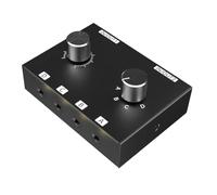 IJSDNVJNDX Conmutador de Audio Estéreo de 3,5 Mm, Divisor de Audio de 6 Vías, Bidireccional, 4 Entradas y 2 Salidas, con Control Giratorio de Volumen.