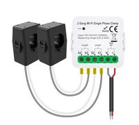 IJSDNVJNDX Medidor de Energía Smart Life con Wifi, Sensor de Corriente, Estadístico para Iluminación Eléctrica, Monitor Solar de KWh, 100-240 V, 2 Unidades