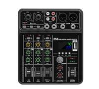IJSDNVJNDX Mezclador de Audio de 4 Canales con Alimentación Fantasma de 48 V, Mezclador de Sonido de Estudio USB, Consola de DJ con Bluetooth para Karaoke.