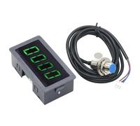 IJSDNVJNDX Tacómetro Industrial, Motor de CC de 8-24 V, Contador de RPM de 10-9999 RPM, LED de 4 Dígitos de 0,56", Sensor Hall NPN de 5 V e Imán, Color Verde