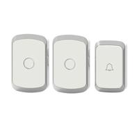 IJSDNVJNDX Timbre Inalámbrico Inteligente de 300 Metros con Control Remoto, 36 Canciones, Enchufe Europeo, 1 Botón, 2 Receptores, Plateado. EU Plug