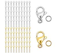 IKadiya Anillas Llaveros, Cierre De Cadena, 100 Piezas Cierre De Mosquetón + 120 Piezas Anillas Abiertas, para DIY Llaves, Colgantes, Fabricación De Joyas