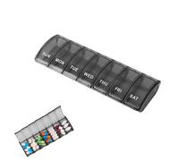 IKadiya Pastillero Semanal 1 Toma, 7 Compartimentos Grandes, Organizador Pastillas 7 Dias Y Dispensador Comprimidos para Viaje [Negro]