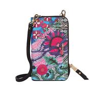 Ikaremin Bolso Pequeño Mujer Cremallera Flores de PU reciclado | Bolso movil mujer con 14 Ranuras | Bolso bandolera mujer pequeño de hasta 6.5" | Bolso para movil mujer | Regalos navidad originales