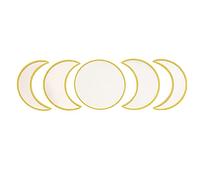 Ikasus - Espejos de cristal con fases de la luna, marco de madera, modernos, bohemios de decoración bohemia de acrílico natural, para la casa, el salón, decoración de pared, 5 piezas