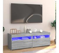 IKAYAA 2 uds Mueble para TV con iluminación LED, Mueble de TV, Mesa para TV, Mueble TV Salon, Soporte de TV, Diseño Moderno, Elegante, NOE 61, Gris Sonoma 120 x 35 x 40 cm
