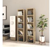 IKAYAA 2X Estantería para CDs 21x16x93,5 cm Librería con 5 Compartimientos, Estante de pie, Organizador de Almacenamiento de Medios Soporte de Almacenamiento de Discos Roble Sonoma