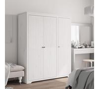 IKAYAA Armario Dormitorio con 3 Puertas, Armario de Pino Macizo，Armario Ropero Ancho 146 cm Armarios Juvenil Diseño Moderno 146 x 53,5 x 173 cm Blanco