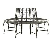 IKAYAA Banco para Árbol Semicircular de Acero, Exterior Redondo Con Respaldo, Aprox. 160 x 89 cm, Gris