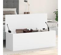 IKAYAA Baúl de Almacenamiento de Madera Baul Almacenaje Interior Baul Juguetes Infantil Taburete para Almacenaje con Tapa para Dormitorio Salón 102x35x35 cm Blanco