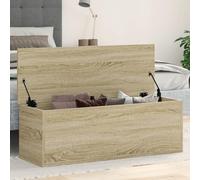 IKAYAA Baúl de Almacenamiento de Madera Baul Almacenaje Interior Baul Juguetes Infantil Taburete para Almacenaje con Tapa para Dormitorio Salón 102x35x35 cm Roble Sonoma