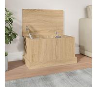 IKAYAA Baúl de Almacenamiento de Madera Baul Almacenaje Interior Baul Juguetes Infantil Taburete para Almacenaje con Tapa para Dormitorio Salón 50 x 30 x 28 cm Roble Sonoma