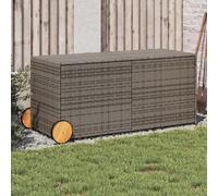 IKAYAA Baúl de Exterior Poliratán con Ruedas, Baúl de Almacenamiento Exterior XXL, Caja de Almacenamiento con Bolsa, Arcón de Almacenaje para Patio Jardín, Gris 127 x 55 x 56/59.5 cm