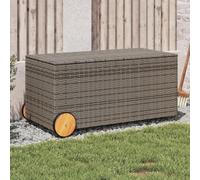 IKAYAA Baúl de Exterior Poliratán con Ruedas, Baúl de Almacenamiento Exterior XXL, Caja de Almacenamiento con Bolsa, Arcón de Almacenaje para Patio Jardín, Gris 107 x 55 x 50/53 cm