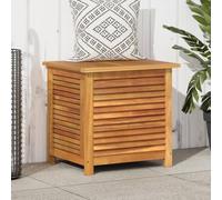 IKAYAA Baúl de Jardín, Arcón Exterior de Madera de Acacia, Caja de Almacenamiento con Bolsa, Organizador Herramientas, Arcón de Almacenaje para Patio Jardín, 60 x 50 x 56 cm