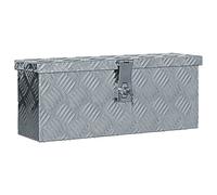IKAYAA Caja de Herramientas de Aluminio 48.5 x 14 x 20 cm Resistente a la Corrosión con Sistema de Cierre de Almacenamiento de Herramientas Maletín Seguridad y Transporte Plateado