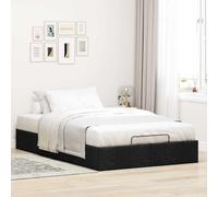 IKAYAA Cama Canape 120 x 190 cm, Cama Tapizada de 120 x 190 cm, con Somier y Espacio de Almacenamiento, Cama Doble, Cama de Almacenamiento, Tela, Negro