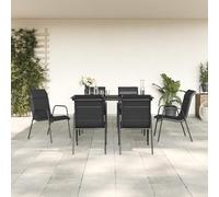IKAYAA Conjunto Comedor para Jardín Exterior, Muebles de Jardín en Acero y Textilene, Mesa y 6 Sillas Jardín, Set de Muebles de Mimbre para Terraza o Patio #14